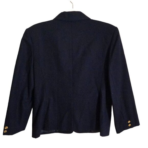 Chaus Vintage Schoolboy Navy Gold Button Wool Blend Boxy Blazer Size 10 - Picture 2 of 4
